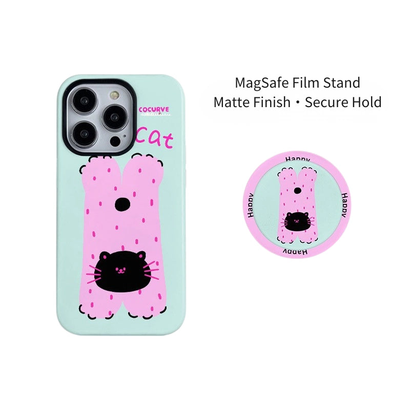 Aesthetic Polka Dot Cat MagSafe iPhone Case