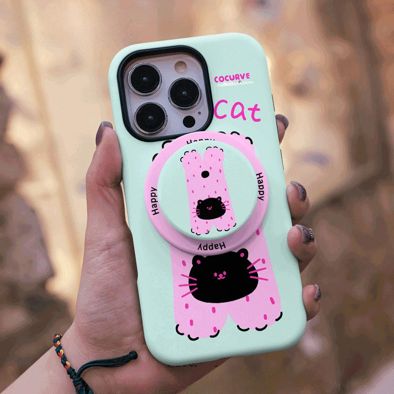 Aesthetic Polka Dot Cat MagSafe iPhone Case