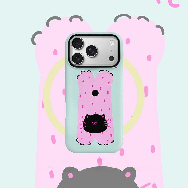 Aesthetic Polka Dot Cat MagSafe iPhone Case – Glossy Finish