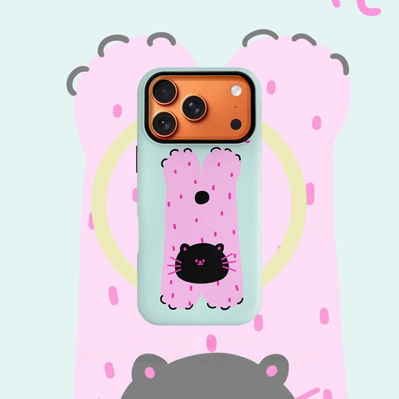 Aesthetic Polka Dot Cat MagSafe iPhone Case – Matte Finish