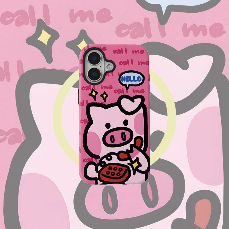 "Call Me" Pink Piggy MagSafe iPhone Case