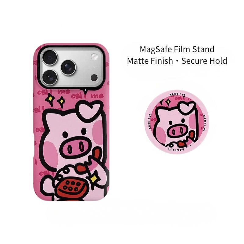 "Call Me" Pink Piggy MagSafe iPhone Case – Matte Finish