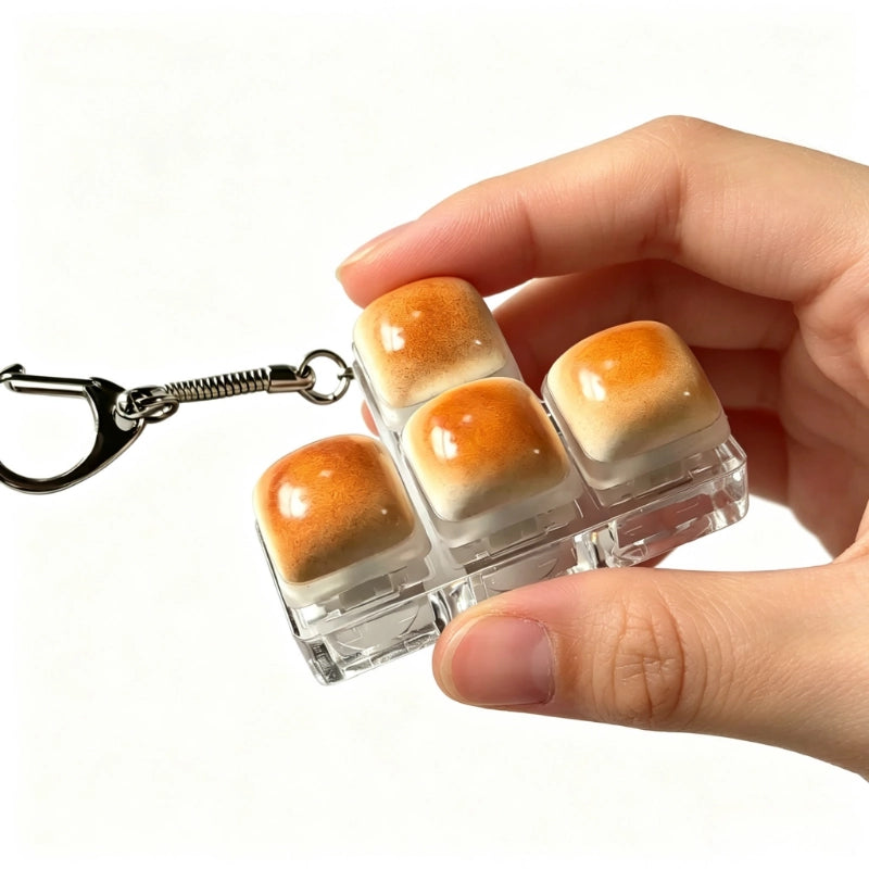 Caramel Bun Multi-Key Keyboard Fidget Toy | Clicky Mechanical Buttons | Mini Keyboard Clicker | Stress Relief Fidget | ASMR Toy