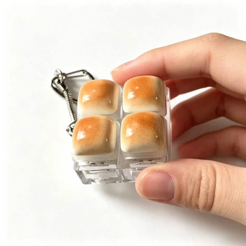 Caramel Bun Multi-Key Keyboard Fidget Toy | Clicky Mechanical Buttons | Mini Keyboard Clicker | Stress Relief Fidget | ASMR Toy