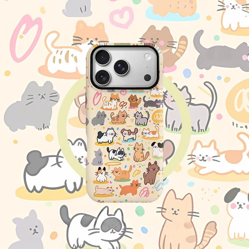 Cat & Dog Gathering MagSafe iPhone Case – Glossy Finish