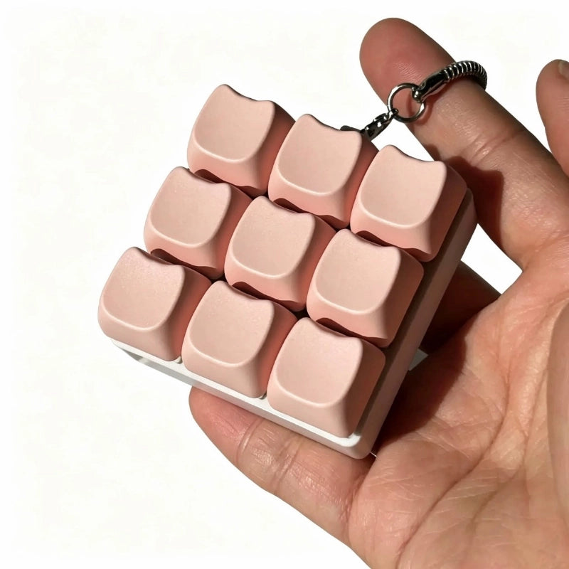 Cat Ear Cute Aesthetic 9-Key Keyboard Fidget Toy | Clicky Mechanical Buttons | Mini Keyboard Clicker | Stress Relief Fidget | ASMR Toy