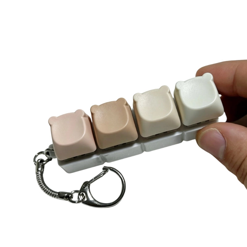 Charming Bear-Eared Multi-Layout Keyboard Fidget Toy | Clicky Mechanical Buttons | Mini Keyboard Clicker | Stress Relief Fidget | ASMR Toy