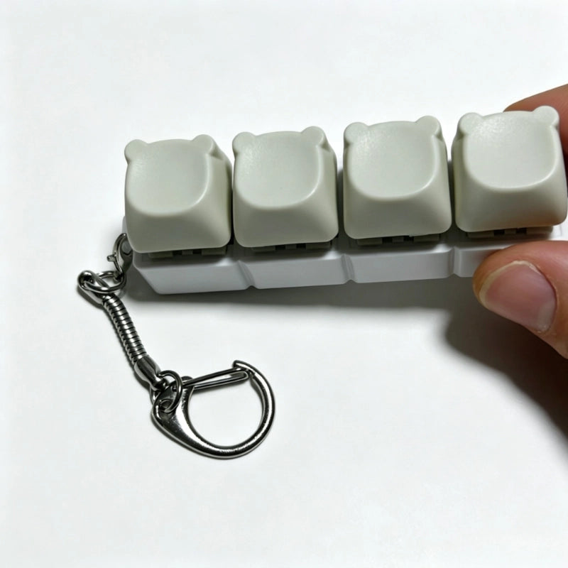 Charming Bear-Eared Multi-Layout Keyboard Fidget Toy | Clicky Mechanical Buttons | Mini Keyboard Clicker | Stress Relief Fidget | ASMR Toy