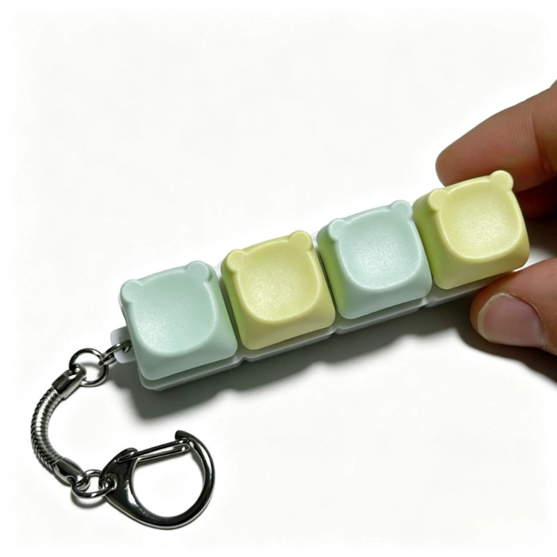 Charming Bear-Eared Multi-Layout Keyboard Fidget Toy | Clicky Mechanical Buttons | Mini Keyboard Clicker | Stress Relief Fidget | ASMR Toy