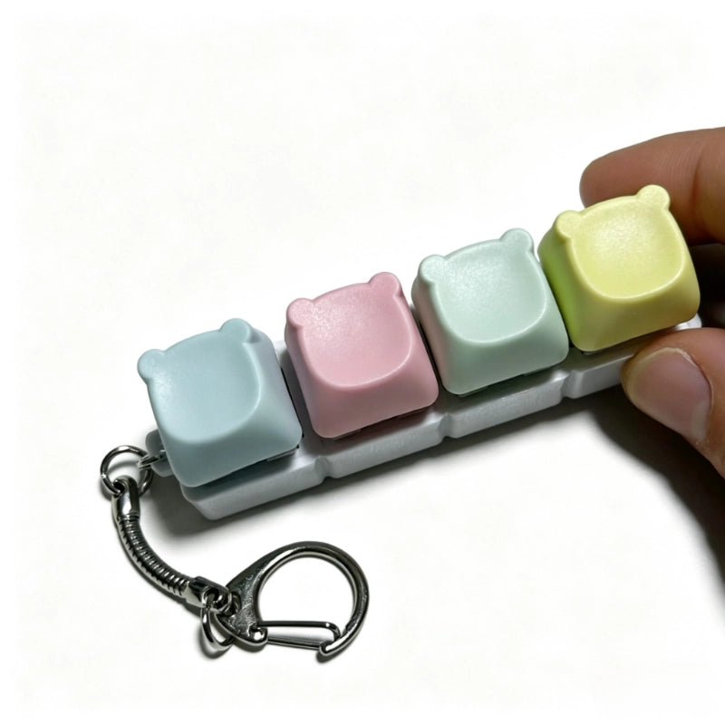 Charming Bear-Eared Multi-Layout Keyboard Fidget Toy | Clicky Mechanical Buttons | Mini Keyboard Clicker | Stress Relief Fidget | ASMR Toy