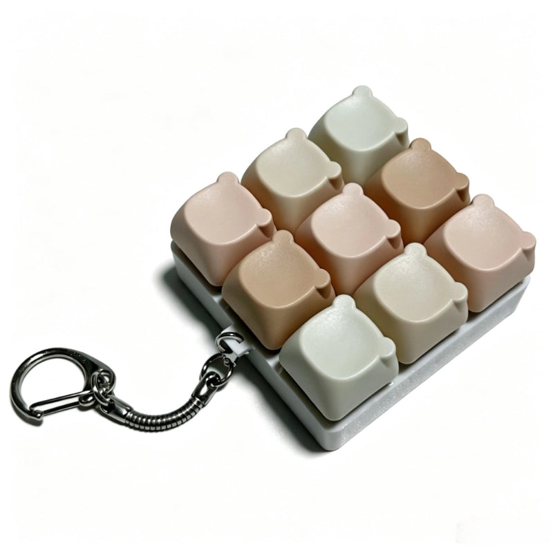 Charming Bear-Eared Multi-Layout Keyboard Fidget Toy | Clicky Mechanical Buttons | Mini Keyboard Clicker | Stress Relief Fidget | ASMR Toy