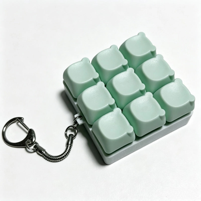 Charming Bear-Eared Multi-Layout Keyboard Fidget Toy | Clicky Mechanical Buttons | Mini Keyboard Clicker | Stress Relief Fidget | ASMR Toy