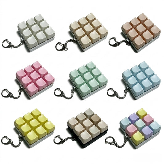 Charming Bear-Eared Multi-Layout Keyboard Fidget Toy | Clicky Mechanical Buttons | Mini Keyboard Clicker | Stress Relief Fidget | ASMR Toy
