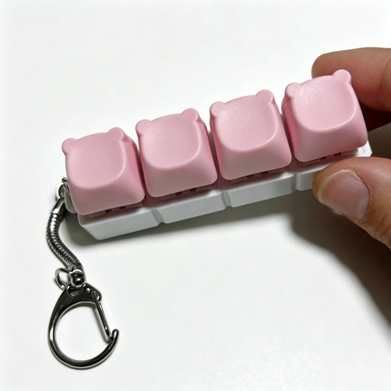 Charming Bear-Eared Multi-Layout Keyboard Fidget Toy | Clicky Mechanical Buttons | Mini Keyboard Clicker | Stress Relief Fidget | ASMR Toy