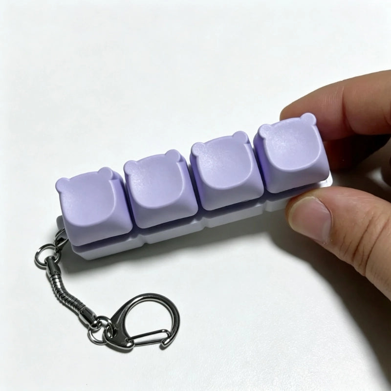 Charming Bear-Eared Multi-Layout Keyboard Fidget Toy | Clicky Mechanical Buttons | Mini Keyboard Clicker | Stress Relief Fidget | ASMR Toy