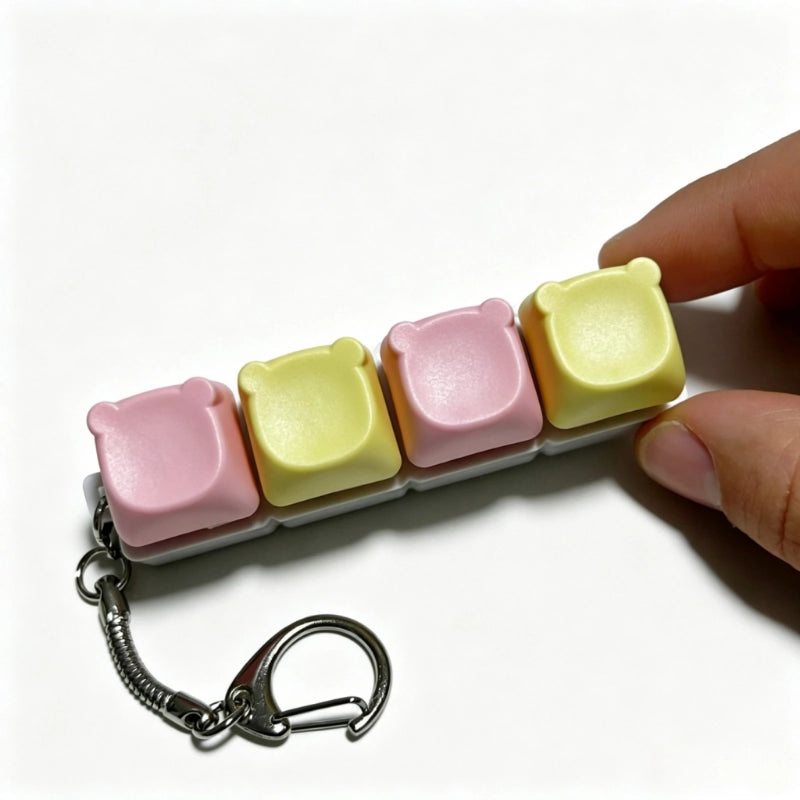Charming Bear-Eared Multi-Layout Keyboard Fidget Toy | Clicky Mechanical Buttons | Mini Keyboard Clicker | Stress Relief Fidget | ASMR Toy