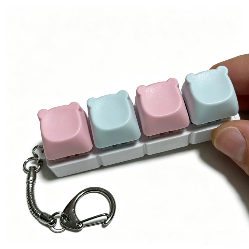 Charming Bear-Eared Multi-Layout Keyboard Fidget Toy | Clicky Mechanical Buttons | Mini Keyboard Clicker | Stress Relief Fidget | ASMR Toy