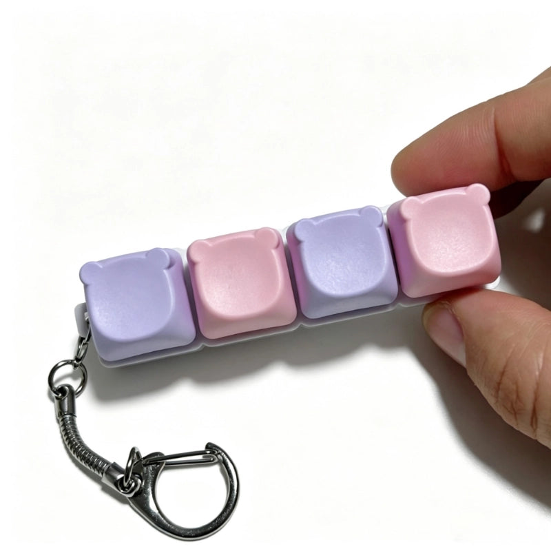 Charming Bear-Eared Multi-Layout Keyboard Fidget Toy | Clicky Mechanical Buttons | Mini Keyboard Clicker | Stress Relief Fidget | ASMR Toy