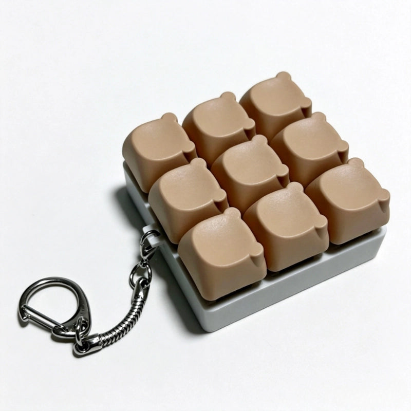 Charming Bear-Eared Multi-Layout Keyboard Fidget Toy | Clicky Mechanical Buttons | Mini Keyboard Clicker | Stress Relief Fidget | ASMR Toy