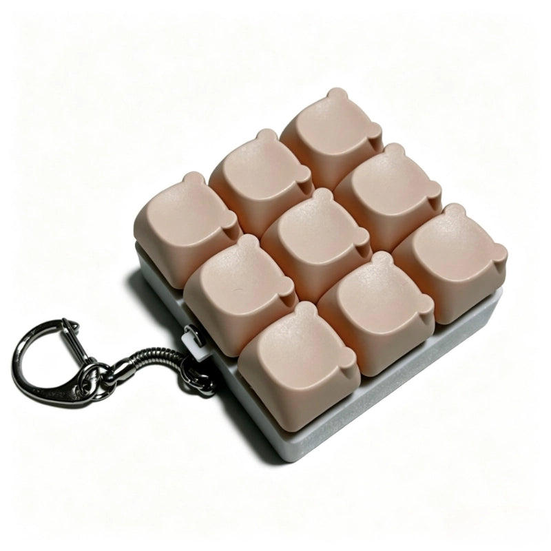 Charming Bear-Eared Multi-Layout Keyboard Fidget Toy | Clicky Mechanical Buttons | Mini Keyboard Clicker | Stress Relief Fidget | ASMR Toy
