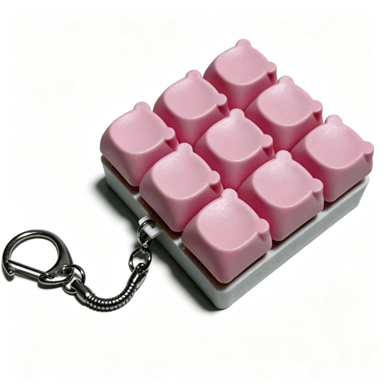 Charming Bear-Eared Multi-Layout Keyboard Fidget Toy | Clicky Mechanical Buttons | Mini Keyboard Clicker | Stress Relief Fidget | ASMR Toy