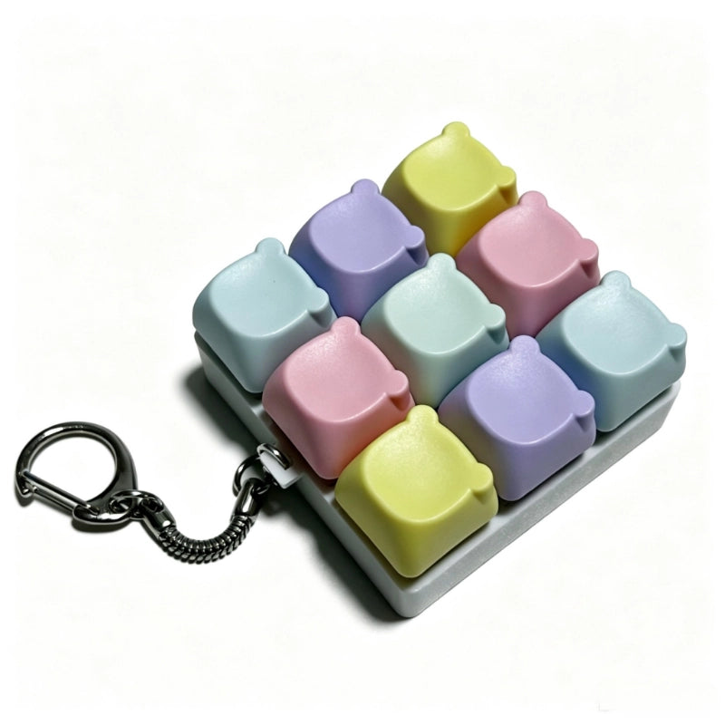 Charming Bear-Eared Multi-Layout Keyboard Fidget Toy | Clicky Mechanical Buttons | Mini Keyboard Clicker | Stress Relief Fidget | ASMR Toy