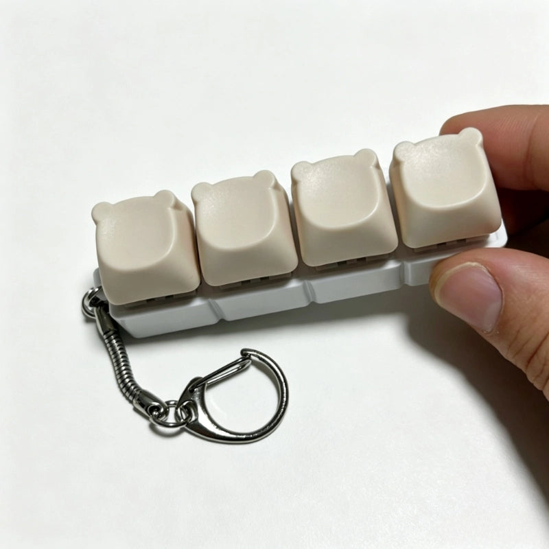 Charming Bear-Eared Multi-Layout Keyboard Fidget Toy | Clicky Mechanical Buttons | Mini Keyboard Clicker | Stress Relief Fidget | ASMR Toy