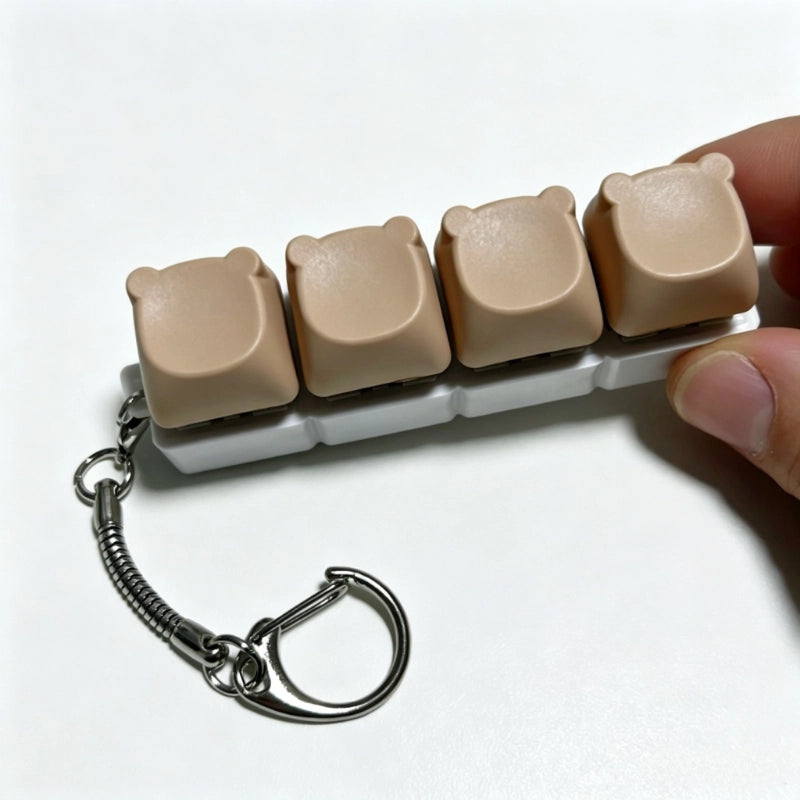 Charming Bear-Eared Multi-Layout Keyboard Fidget Toy | Clicky Mechanical Buttons | Mini Keyboard Clicker | Stress Relief Fidget | ASMR Toy