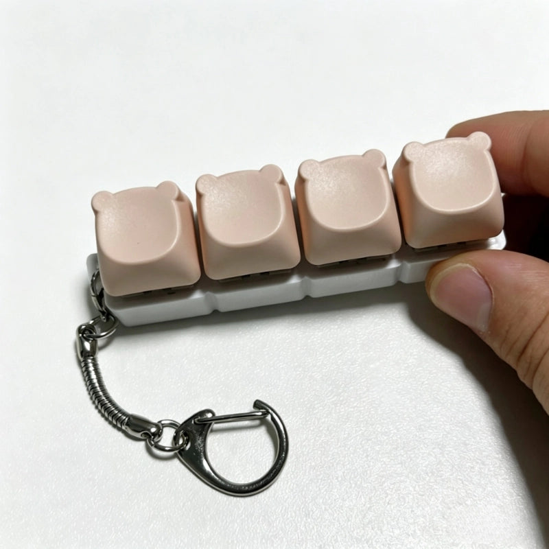 Charming Bear-Eared Multi-Layout Keyboard Fidget Toy | Clicky Mechanical Buttons | Mini Keyboard Clicker | Stress Relief Fidget | ASMR Toy