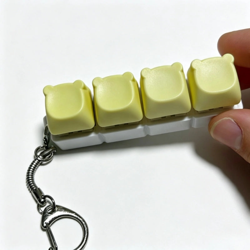 Charming Bear-Eared Multi-Layout Keyboard Fidget Toy | Clicky Mechanical Buttons | Mini Keyboard Clicker | Stress Relief Fidget | ASMR Toy