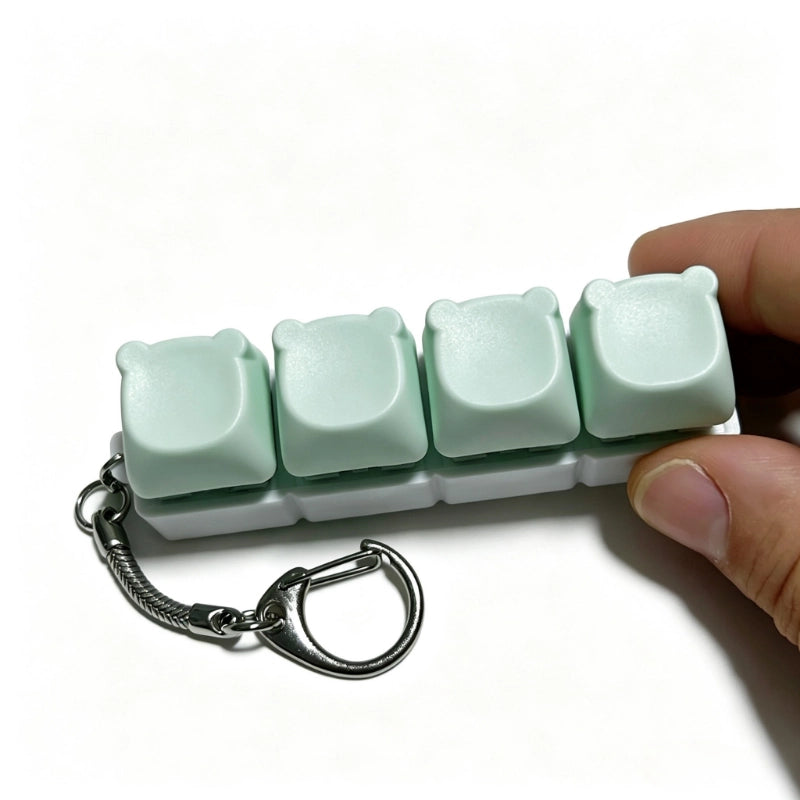 Charming Bear-Eared Multi-Layout Keyboard Fidget Toy | Clicky Mechanical Buttons | Mini Keyboard Clicker | Stress Relief Fidget | ASMR Toy
