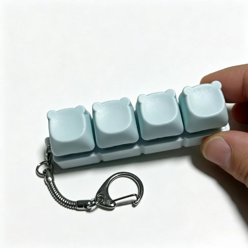 Charming Bear-Eared Multi-Layout Keyboard Fidget Toy | Clicky Mechanical Buttons | Mini Keyboard Clicker | Stress Relief Fidget | ASMR Toy