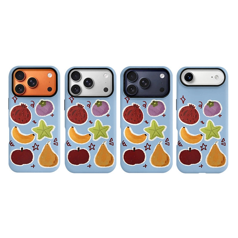 Cheerful Fruit Harvest Case for iPhone 13-17 PM | MagSafe 2-in-1 Set | Glossy/Matte