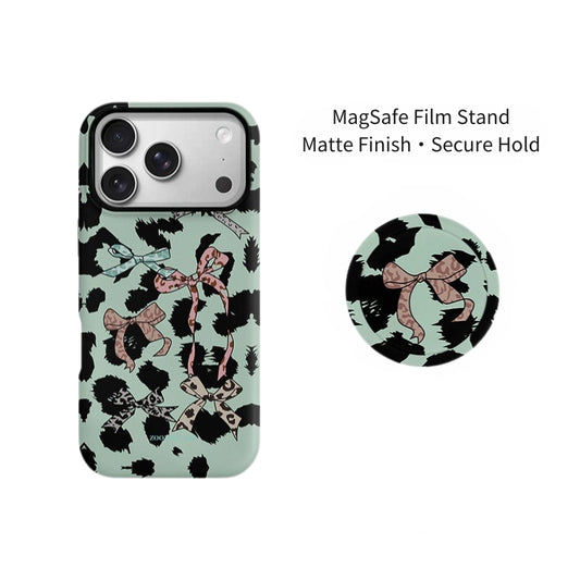 Chic Mint Leopard Ribbon MagSafe iPhone Case