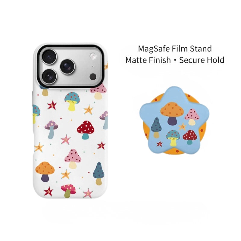 Colorful Mushroom Garden Case for iPhone 13-17 PM | MagSafe 2-in-1 Film | Glossy/Matte
