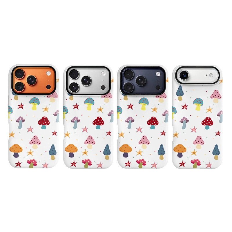 Colorful Mushroom Garden Case for iPhone 13-17 PM | MagSafe 2-in-1 Film | Glossy/Matte