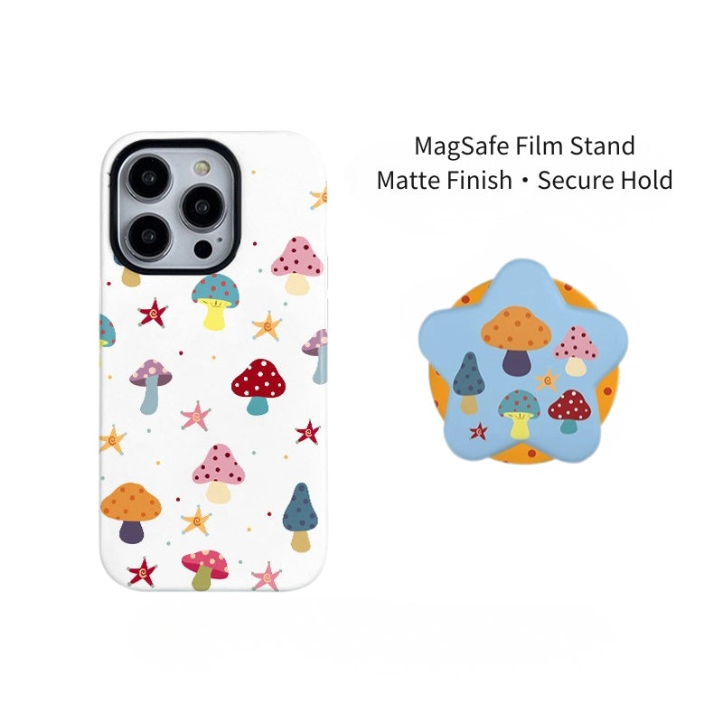 Colorful Mushroom Garden Case for iPhone 13-17 PM | MagSafe 2-in-1 Film | Glossy/Matte