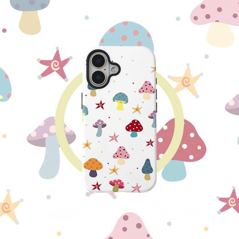 Colorful Mushroom Garden Case for iPhone 13-17 PM | MagSafe 2-in-1 Film | Glossy/Matte