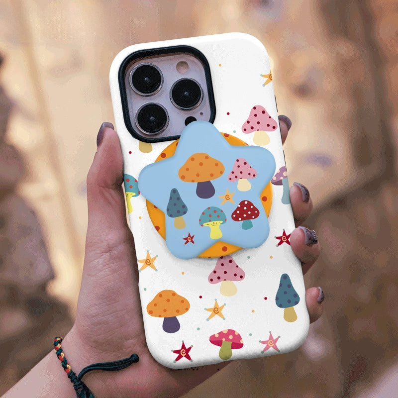 Colorful Mushroom Garden Case for iPhone 13-17 PM | MagSafe 2-in-1 Film | Glossy/Matte