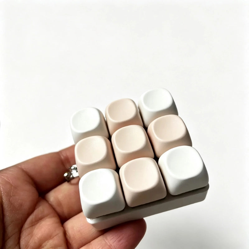 9 Key Latte Cream & Creamy White Contrast Aesthetic 9 Key Keyboard Fidget Toy With Clicky Mechanical Buttons And Portable ASMR Stress Relief Design