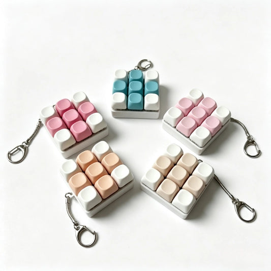 Contrast Aesthetic 9-Key Keyboard Fidget Toy | Clicky Mechanical Buttons | Mini Keyboard Clicker | Stress Relief Fidget | ASMR Toy