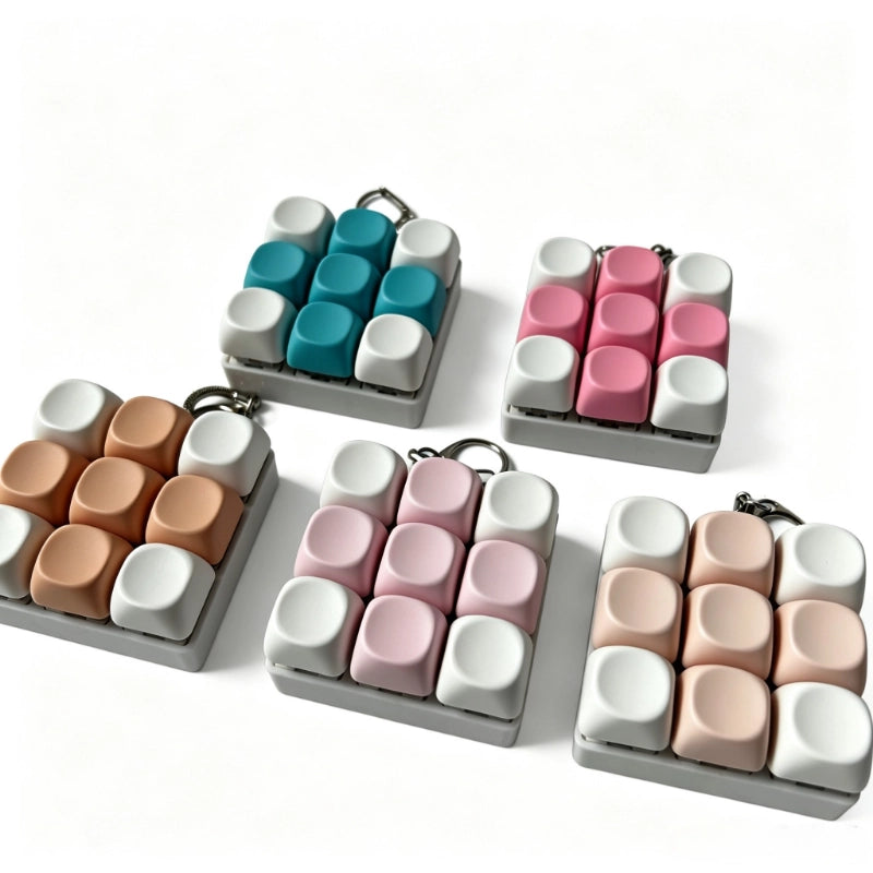 Contrast Aesthetic 9 Key Keyboard Fidget Toy With Clicky Mechanical Buttons And Portable Stress Relief Design