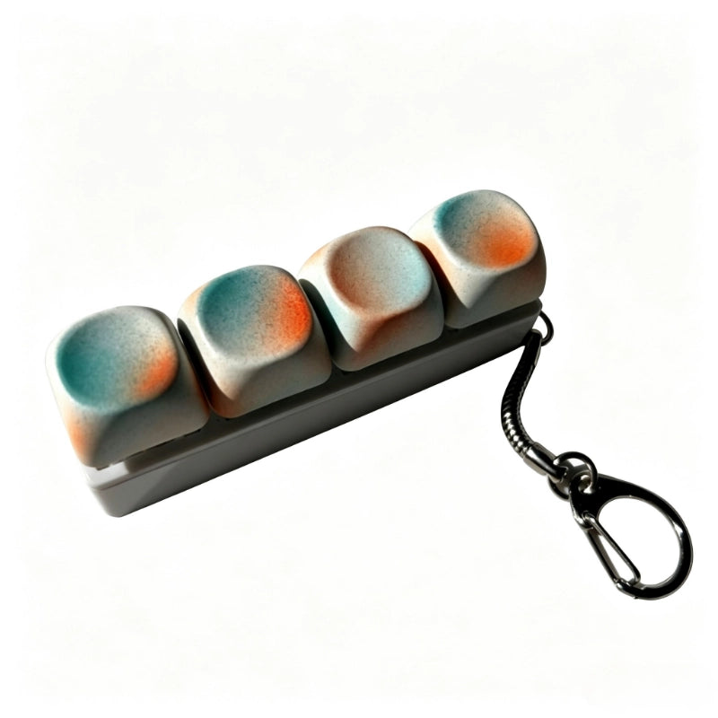 Coral & Teal Gradient 4-Key Keyboard Fidget Toy | Clicky Mechanical Buttons | Mini Keyboard Clicker | Stress Relief Fidget | ASMR Toy