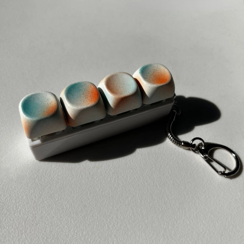 Coral & Teal Gradient 4-Key Keyboard Fidget Toy | Clicky Mechanical Buttons | Mini Keyboard Clicker | Stress Relief Fidget | ASMR Toy