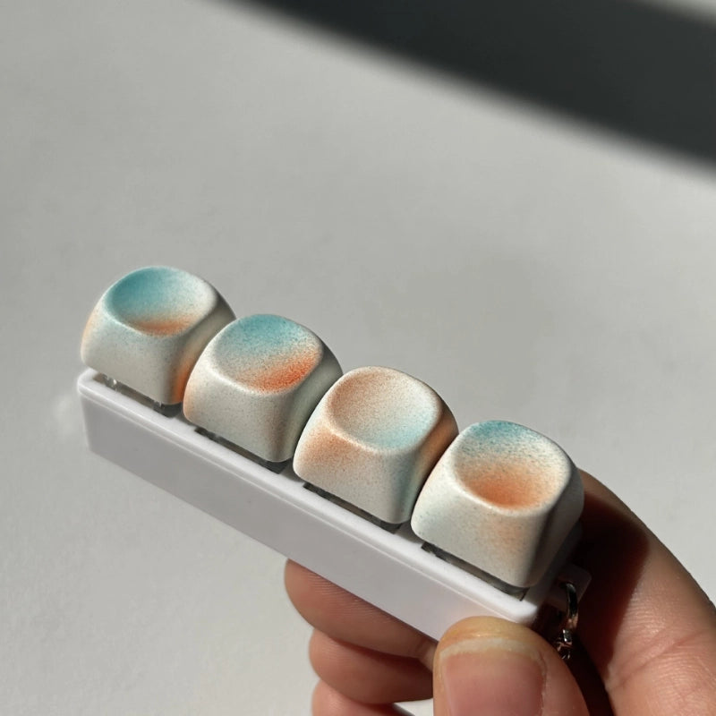 Coral & Teal Gradient 4-Key Keyboard Fidget Toy | Clicky Mechanical Buttons | Mini Keyboard Clicker | Stress Relief Fidget | ASMR Toy