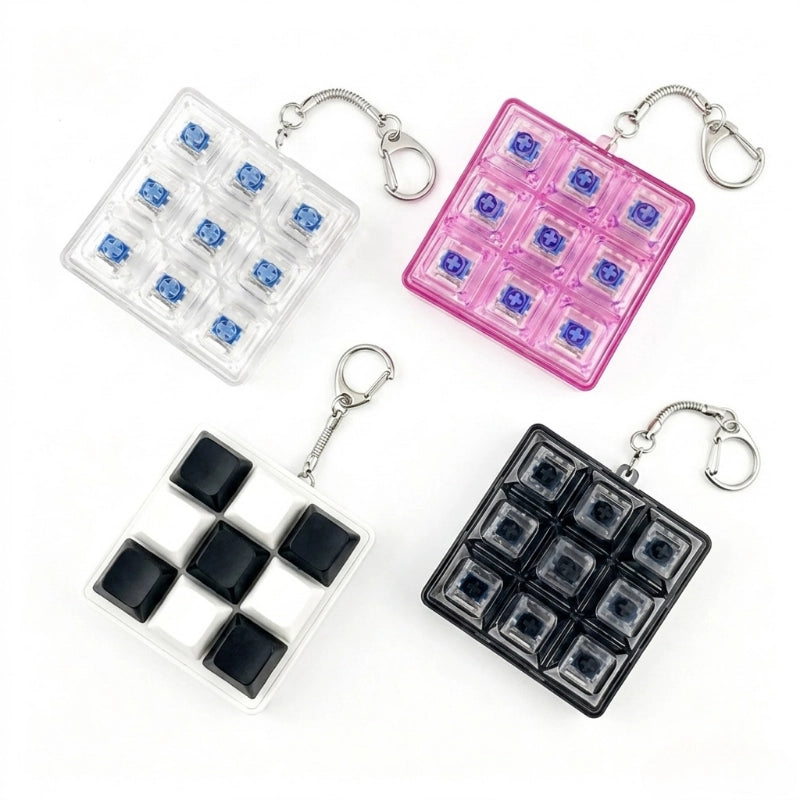 Crystal Clear 1-Key & 9-Key Keyboard Fidget Toy | Clicky Mechanical Buttons | Mini Keyboard Clicker | Stress Relief Fidget | ASMR Toy