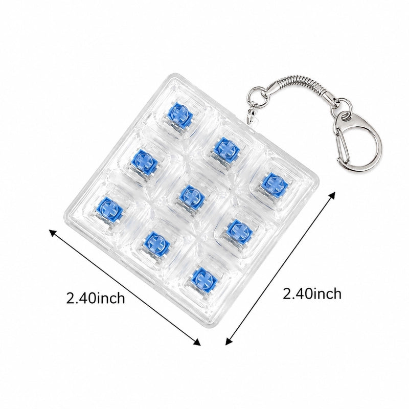 Crystal Clear 1-Key & 9-Key Keyboard Fidget Toy | Clicky Mechanical Buttons | Mini Keyboard Clicker | Stress Relief Fidget | ASMR Toy