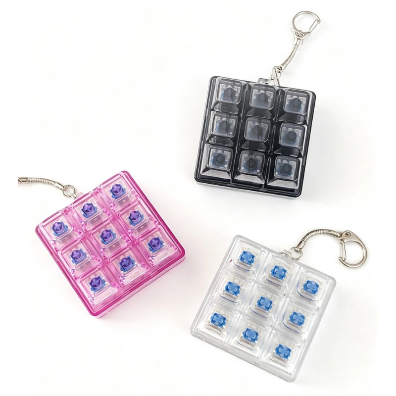 Crystal Clear 1-Key & 9-Key Keyboard Fidget Toy | Clicky Mechanical Buttons | Mini Keyboard Clicker | Stress Relief Fidget | ASMR Toy