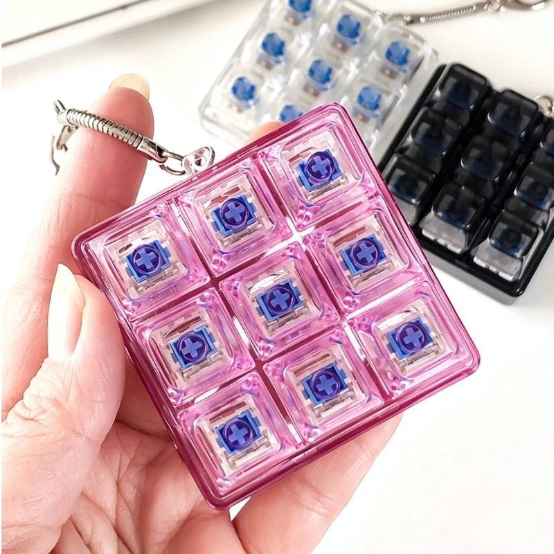 Crystal Clear 1-Key & 9-Key Keyboard Fidget Toy | Clicky Mechanical Buttons | Mini Keyboard Clicker | Stress Relief Fidget | ASMR Toy