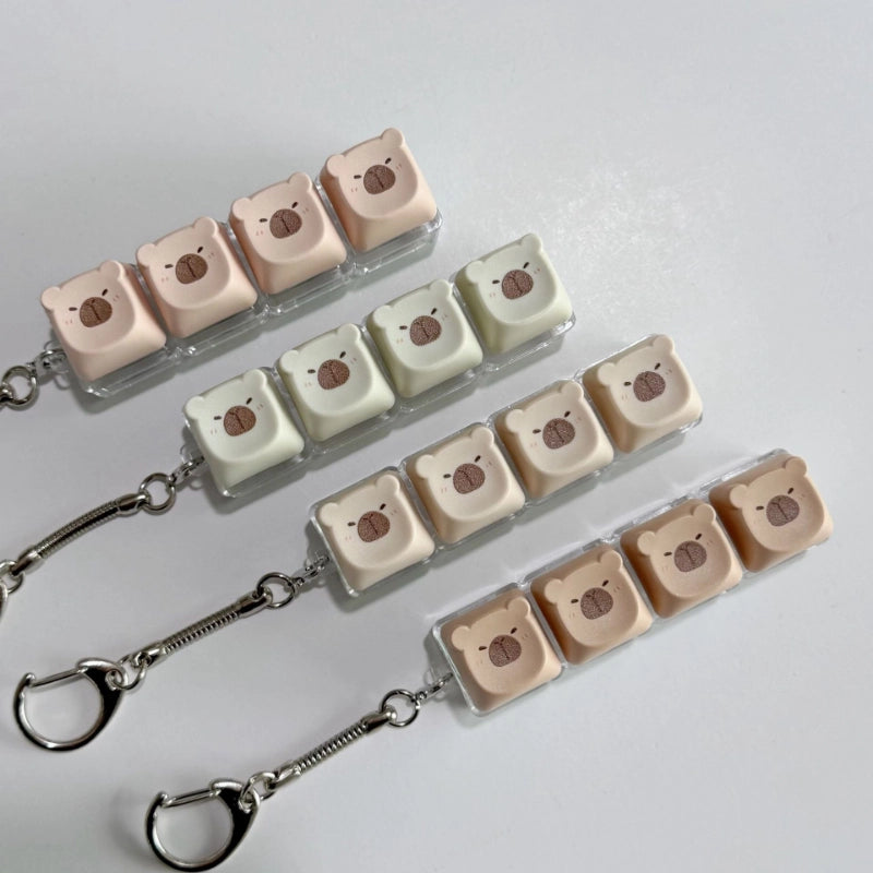 Cute Capybara Face 4-Key Keyboard Fidget Toy | Clicky Mechanical Buttons | Mini Keyboard Clicker | Stress Relief Fidget | ASMR Toy